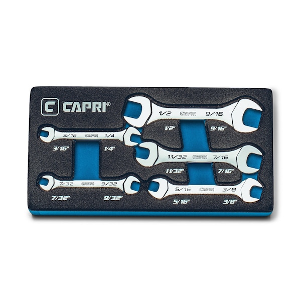 Slim Mini Open End Wrench Set, SAE, 316 to 916, 5Pcs